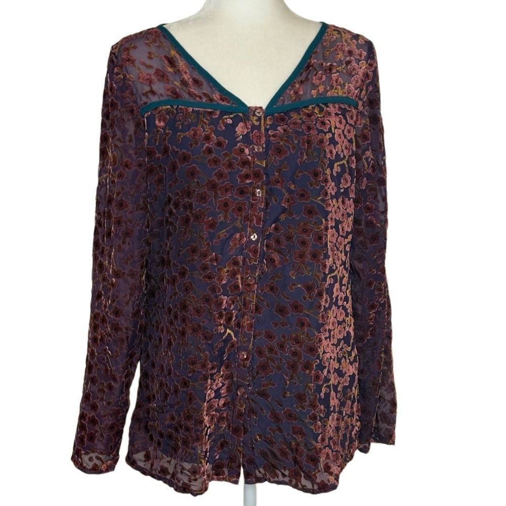 Sundance Sakura Burgundy and Purple Burnout Blouse. Size Small. Great Condition!